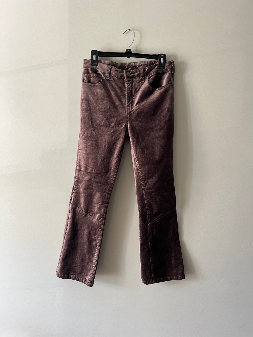 Free People Taupe Velvet Mini Flare Pants Cropped Bootcut Boho Mid Rise 28